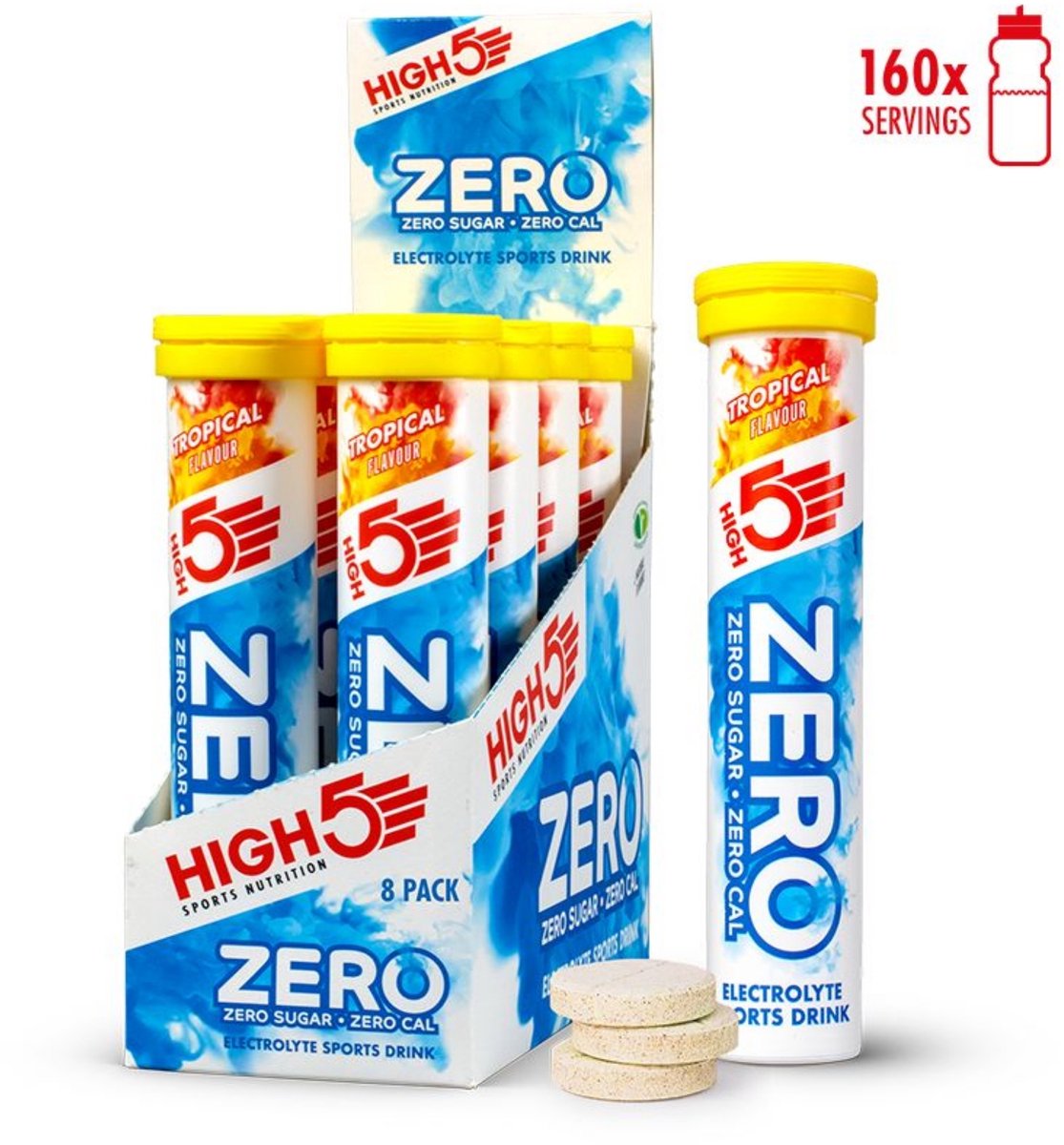 Goedkoopste HIGH5 - ZERO Elektrolyten - Suikervrije Hydratatie Bruistabletten - Tropical Smaak - Displaydoos 8x20 Stuks - Met Elektrolyten voor Sport & Herstel