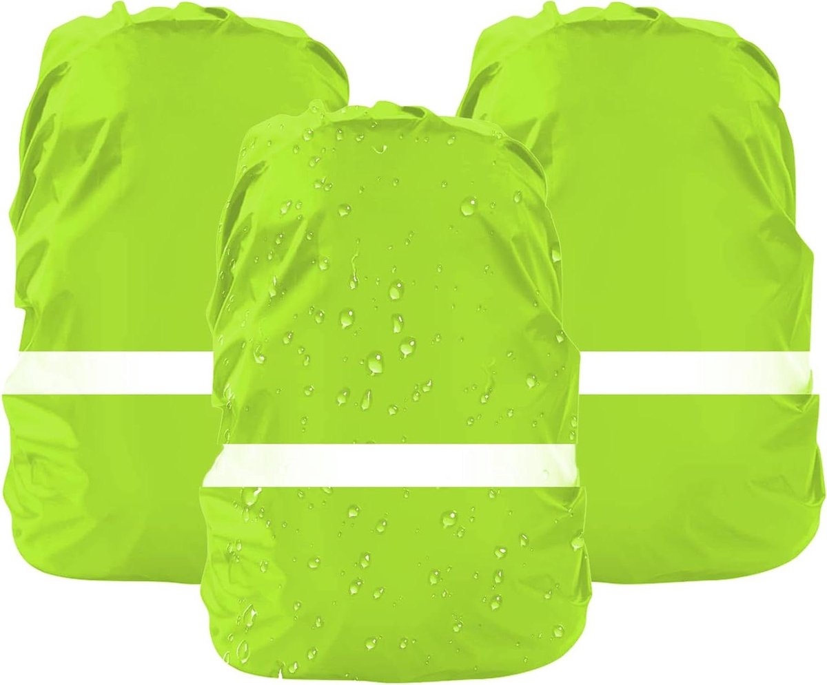 3 stuks regenbescherming voor rugzak 18-25 l - schooltas - waterdichte regenhoes - reflectoren - regenbescherming voor schoolrugzak