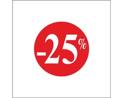 25% Korting Stickers 25 mm - 500 stuks op Rol - Kortingsstickers Afprijs Promotie Sticker - Etiketten / Kortingspercentages