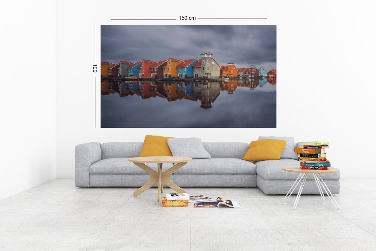Trendex Global Canvas Schilderij – Nederlandse huizen – Groningen – Landschappen – 90x60x2 cm Kleurrijk
