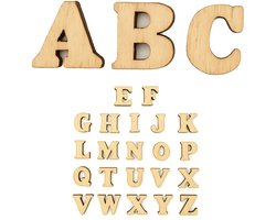 Somstyle Kleine Houten Letter Set - 200 Stuks - Alfabet Decoratie Mix - 1.5 x2.5 CM - Knutselpakket voor Scrapbooking - Lichtbruin