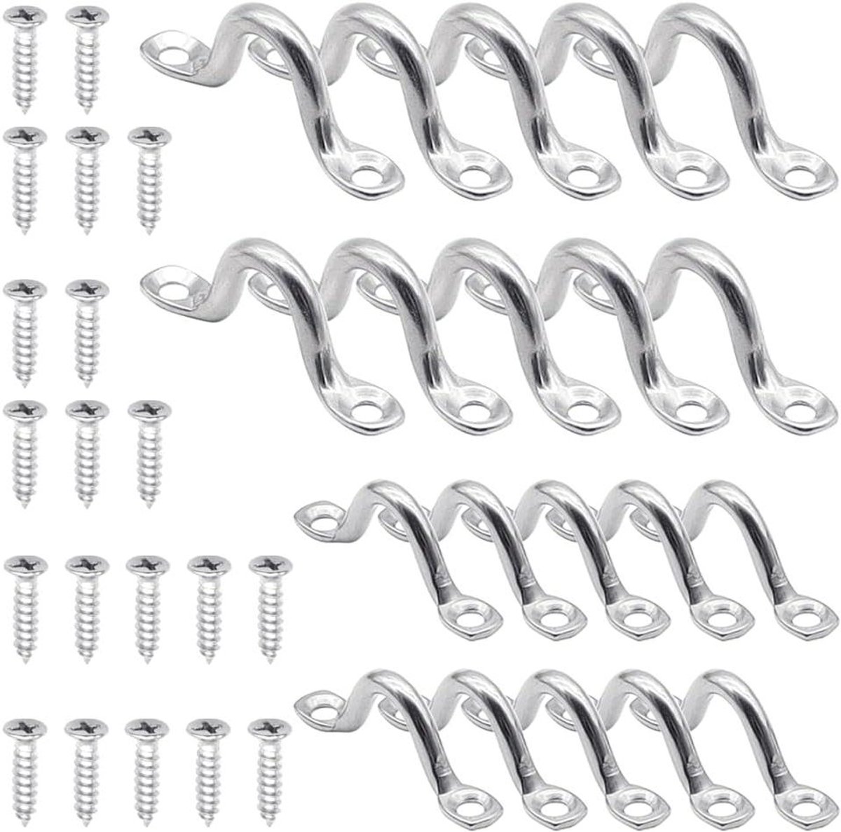 20 stuks Pad Eye Strap Plate 304 roestvrij staal met 40 schroeven voor kajakdekken - Kajak accessoires voor kano-tuigage.