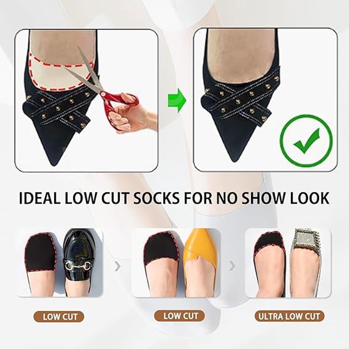 No Show Sokken Dames, Onzichtbare Antislip Laag Uitgesneden Sokken Nylon Verborgen Dunne Zijden Footies voor Dames Loafers Flats, Naakt, 39-42