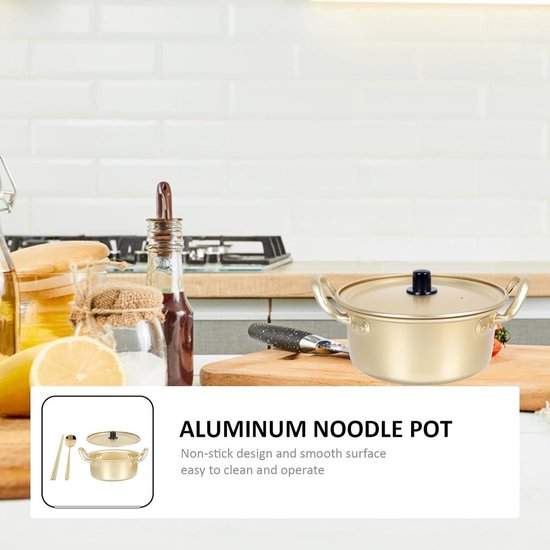 Allecto Plus - Koreaanse Ramen Noedelpan met stokjes en lepel - Traditioneel aluminium instant hot pot voor keuken kookgerei - Multifunctionele Ramyun Fornuis — afbeelding 5