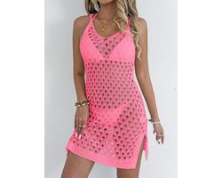 Strandjurk voor dames, gehaakt, zomer, los, mouwloos, camisolen en pareo's, dames, U-hals, strandkleding, badpak, cover-up