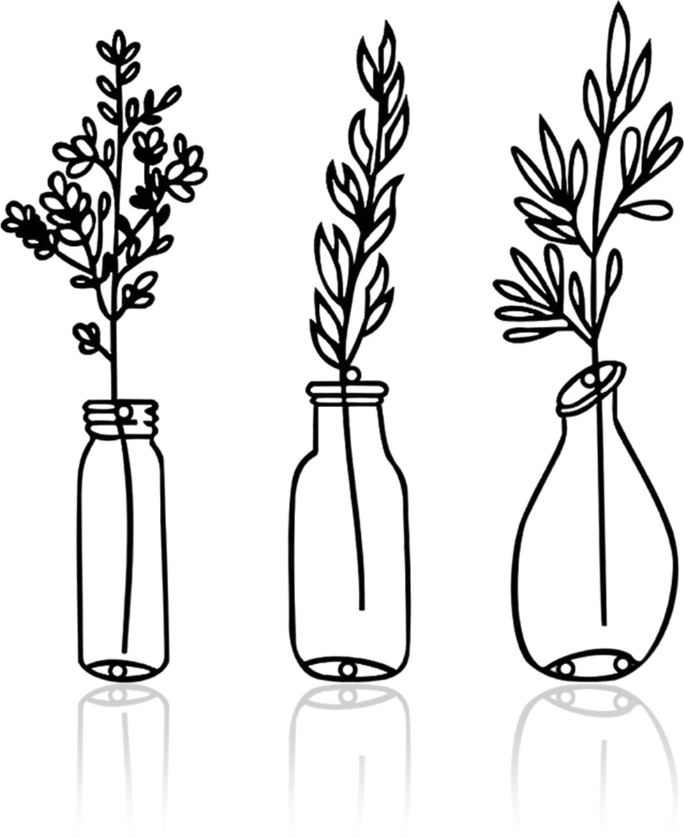 Ibenzoa® Set van 3 Metalen Bladplanten Wanddecoratie voor Diverse Ruimtes in Huis en Kantoor