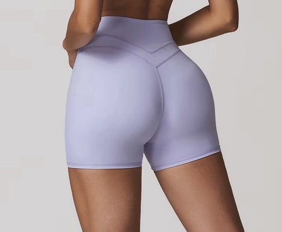 Set de sport Eclipse - Taille S - Lilas - Ensemble de sport 5 pièces avec soutien-gorge, haut à manches courtes, haut à manches longues, legging taille haute et short - Violet - Sans coutures et coupe Comfort