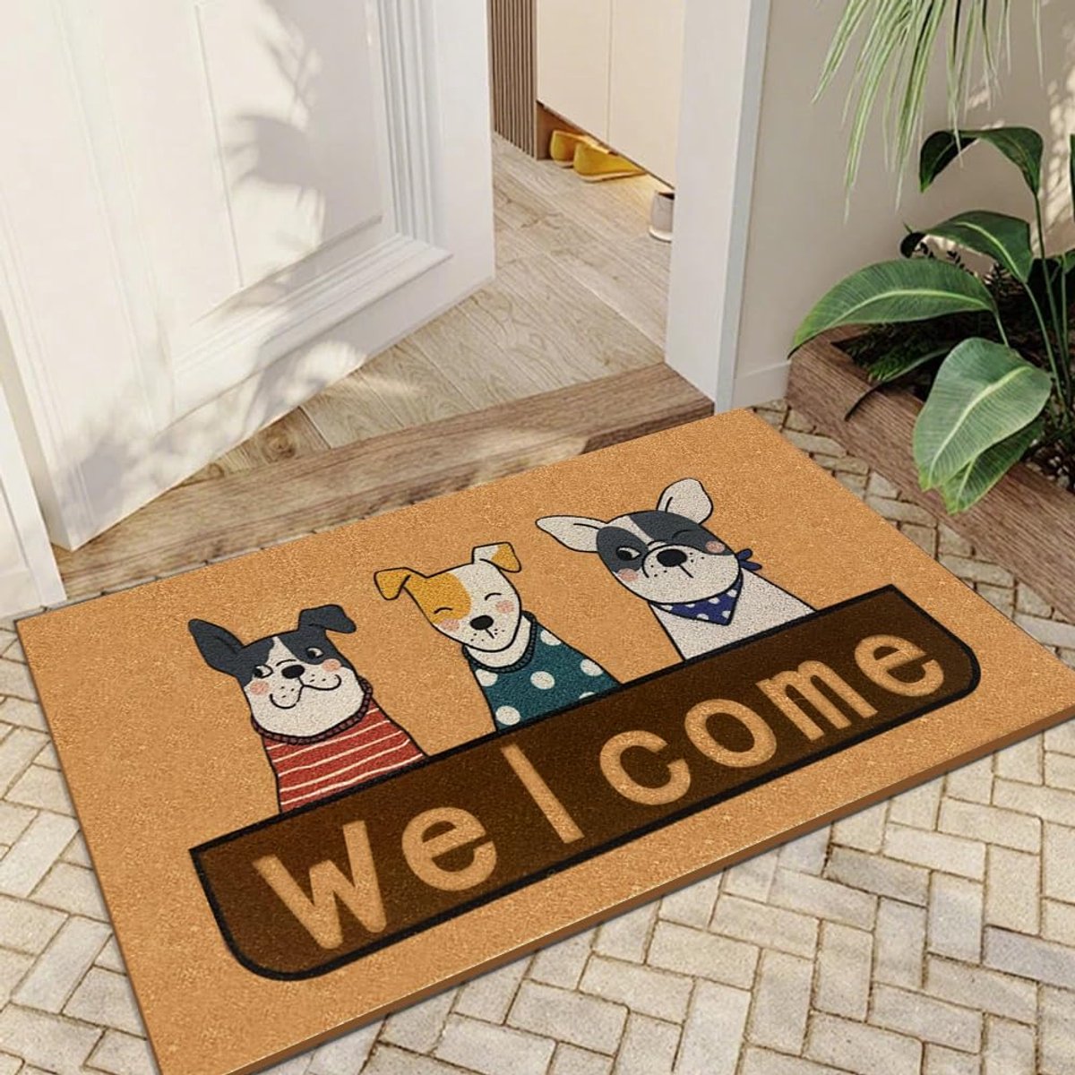 Ibenzoa Weerbestendige Kokosvezel Deurmat 70x40cm met Antislip PVC Onderzijde voor Buiten en Binnen bruin