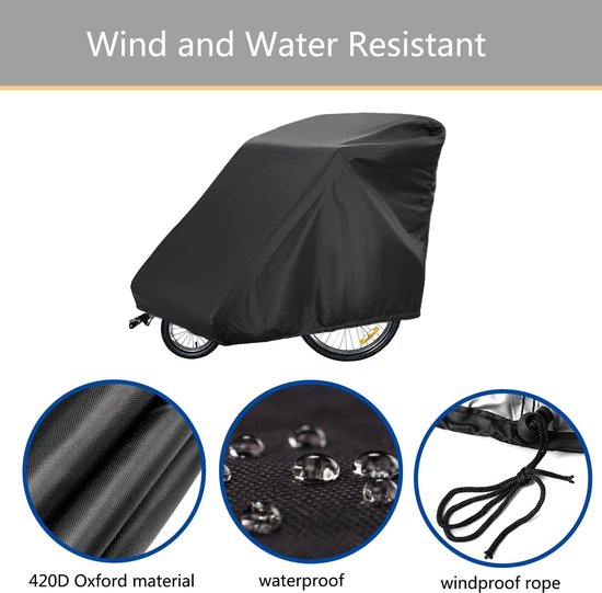 Fietskar Cover - Waterdichte Fietskar Opslaghoes - 420D Oxford Materiaal - met PU-coating - Met Uv-Beschermhoes - Kid's Pet Bike Trailer Cover Anti-UV - Winddicht - Stofdicht - 84*140*100Cm - Zwart van Merkloos — afbeelding 4