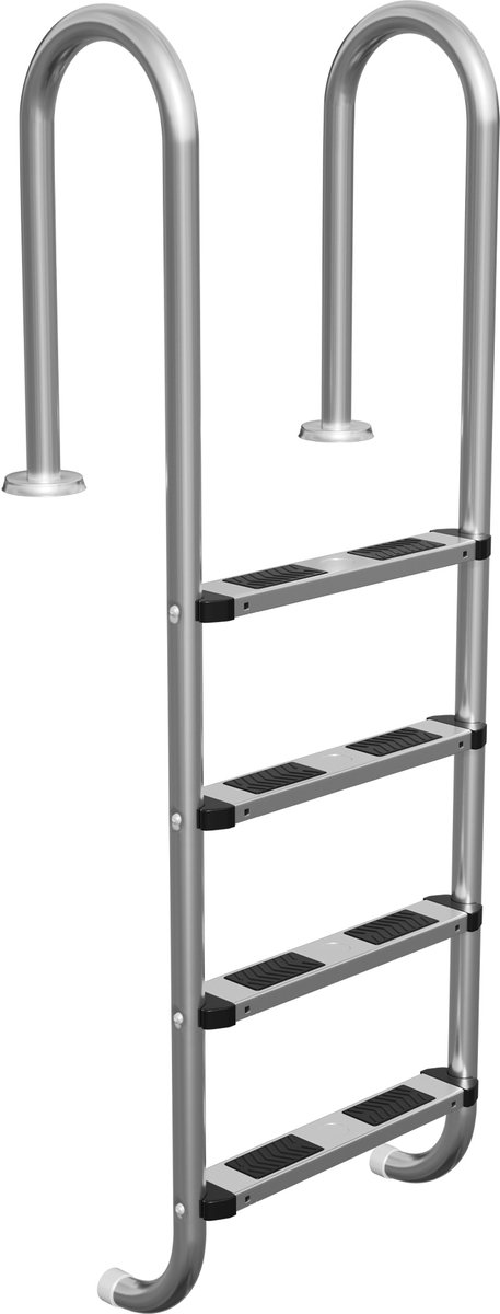Aufun Zwembadladder Roestvrij Staal 4 Treden Zwembadladder Met Leuning Instapladder Voor Bovengrondse Zwembaden Antislip Veiligheidsladder Antislip Zwembadinstap, 54 X 157 Cm