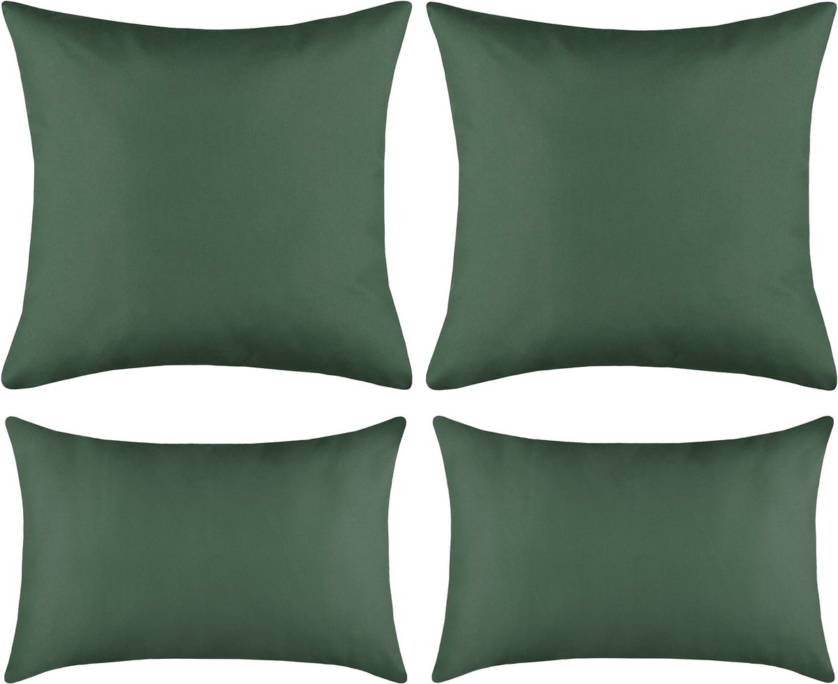 Stof Set van 4 kussens Hawaii - donkergroen - sierkussens - polyester - 2 maten