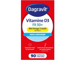 DA Dagravit Vitaal 50+ Vitamine D + Omega-3 Visolie - DHA is goed voor het hart en hersenen - Vitamine D ondersteunt het behoud van sterke botten - 90 capsules - 90 stuks