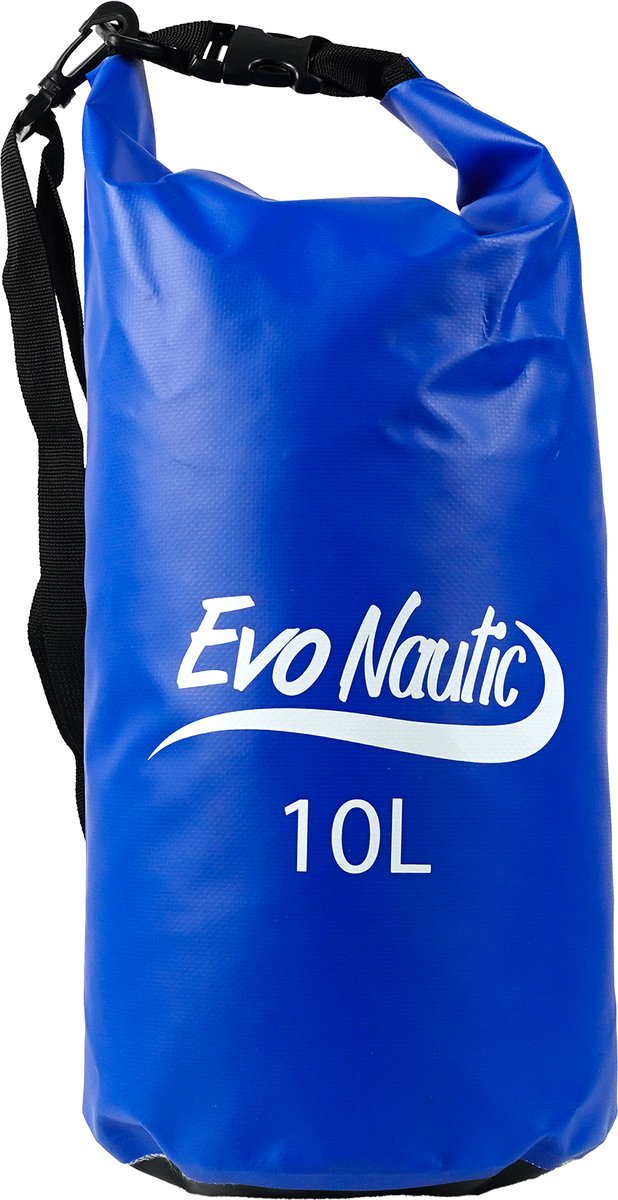 EvoNautic Drybag 10L Blauw - Waterdichte Tas - Inhoud van 10 Liter - Kleur Zwart - Geschikt voor Zwemmen, Wandelen, Suppen en Varen