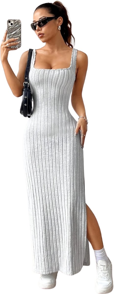Livano Open Rug Jurk Backless Body Jurk Shirt Grijs