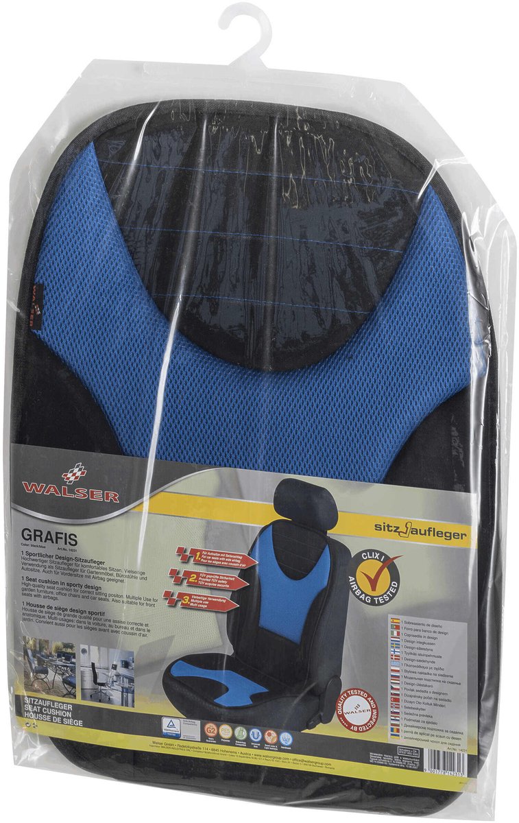 Walser Stoelhoes Grafis - universele stoelhoes auto zwart-blauw - 1 stuk – foto 8