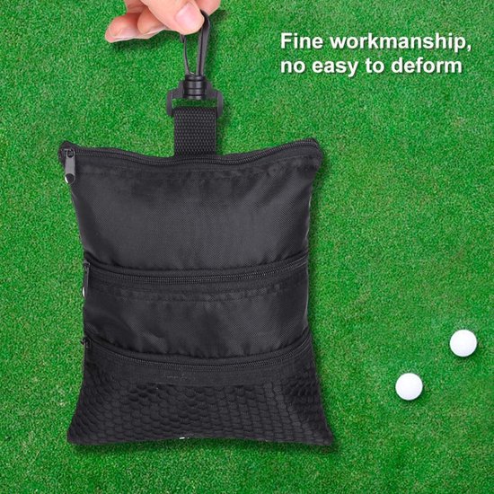 Allecto Plus - Draagbaar Golf Tee Opbergzakje met Ritssluiting en Meerdere Zakken - Handige Haak voor Golfballen en Accessoires — afbeelding 4