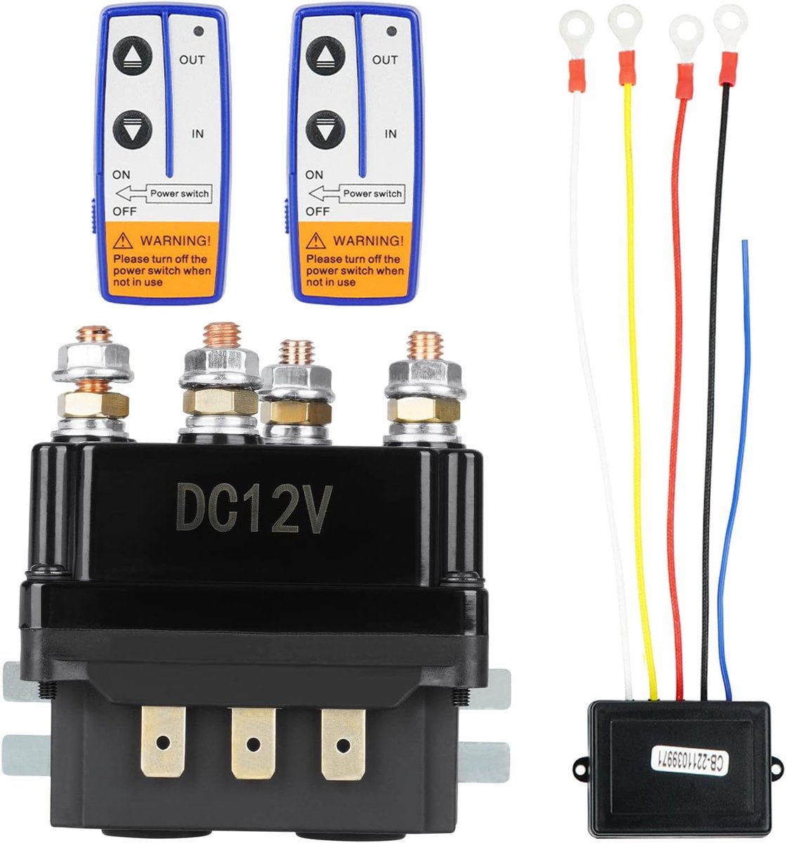 12V 250A liersolenoïde relais contactor + 2 stuks lier afstandsbedieningsset, universeel voor ATV UTV truck / geschikt voor Jeep lieren 3000-5000 lbs, vervanging voor 63070 62135 74900 70715 2875714