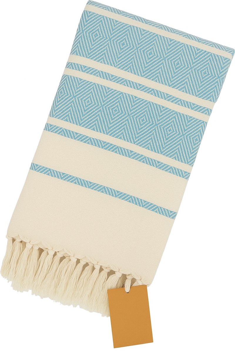 Extra groot strandlaken – XXL strandlaken – 140 x 200 cm – lichtblauw / wit – luxe katoene
