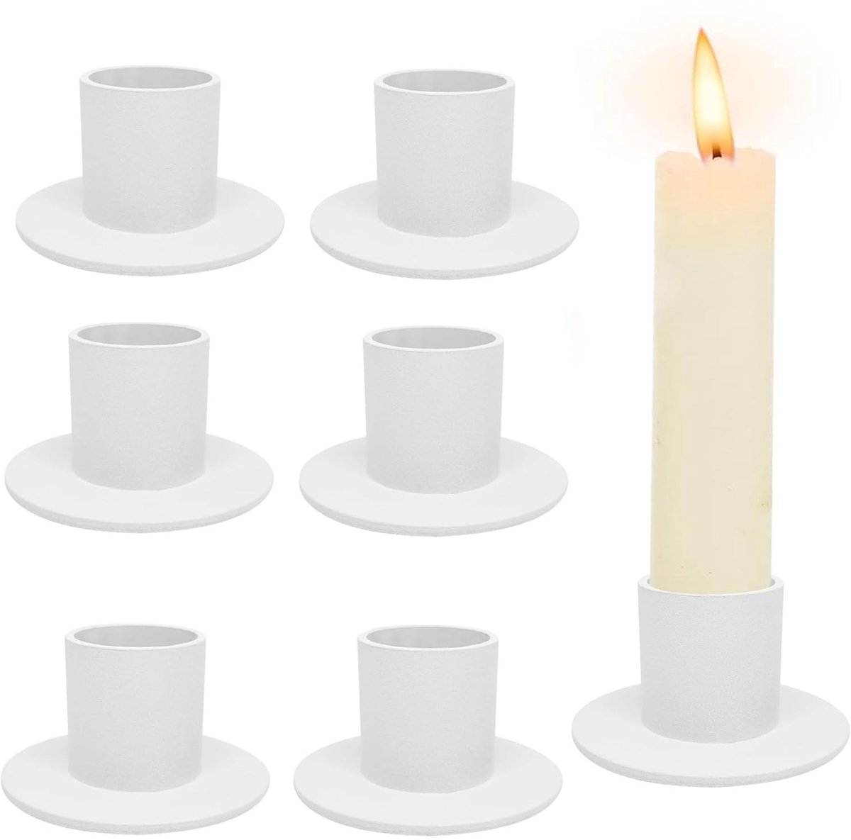 Ibenzoa® Set van 6 Witte Retro Kandelaren voor Sfeervolle Tafeldecoratie in Huis en Slaapkamer