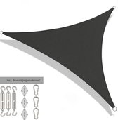 Schaduwdoek Driehoek 3.6x3.6x3.6 - incl. 3x Karabijnhaak Spanmoer en Plaat Bevestiging set - Donkergrijs