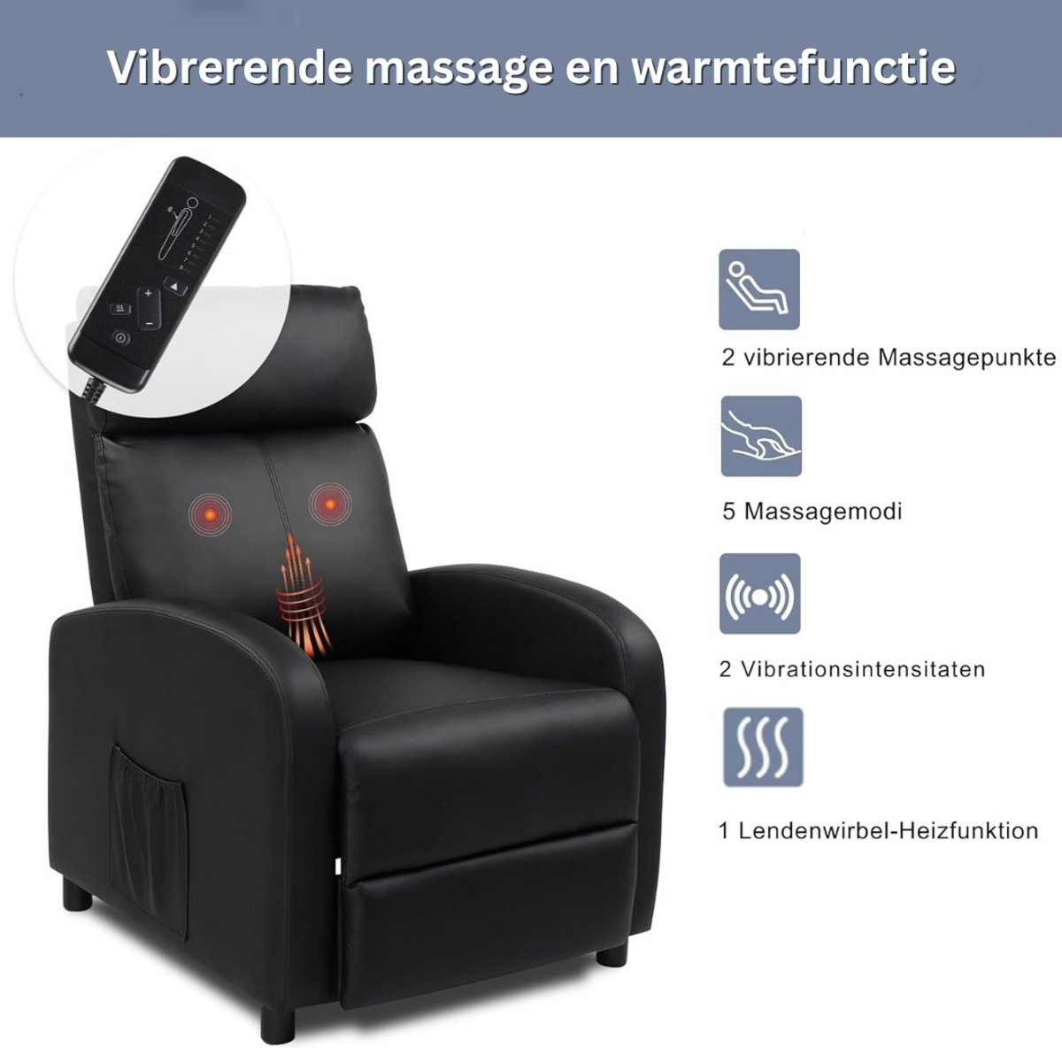 Massagestoel Shiatsu - Massagekussen - Massage Apparaat - Zwart – foto 3