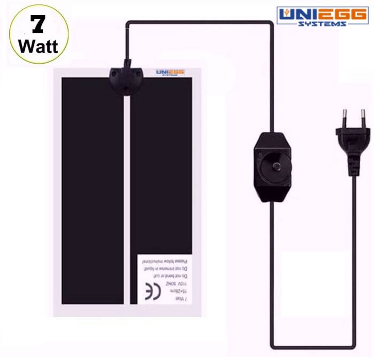 UniEgg® Warmtemat - 15 x 28 cm - 7 watt - met regelaar - voor kuikens en kippen - reptielen - amfibieën - pluimvee