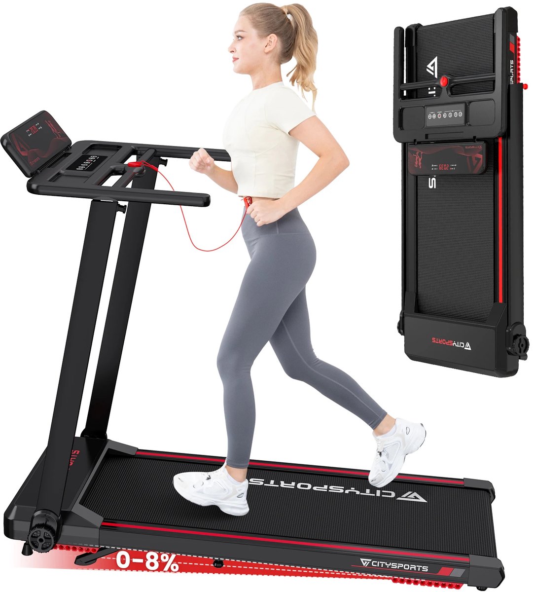 Afbeelding 3 van Loopband - Loopband Inklapbaar - Incl. afstandsbediening en Tablethouder - Wandelband - Walking Pad - Opvouwbare Loopband - Walkingpad - Treadmill - Loopband Elektrisch - 1-12 km/u