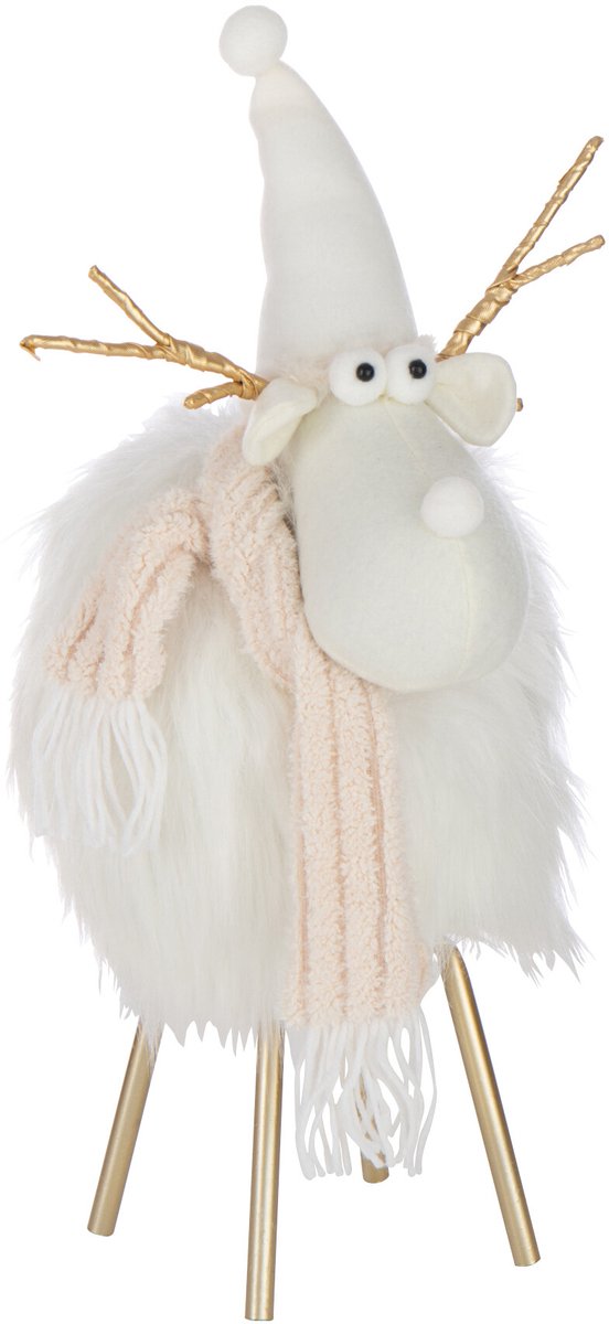 J-Line figuur Rendier - polyresin - wit/beige - medium