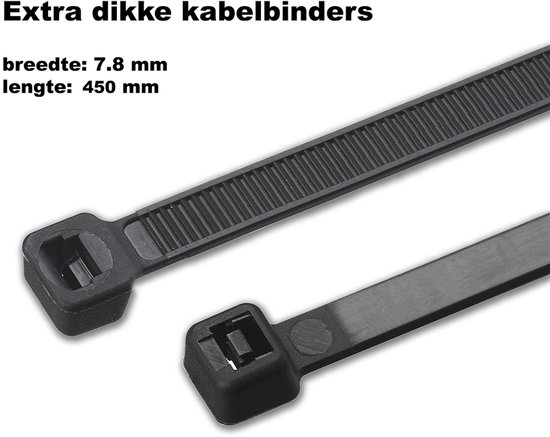 Set de 50 serre-câbles épais (serre-câbles noirs), 7,8 x 450 mm
