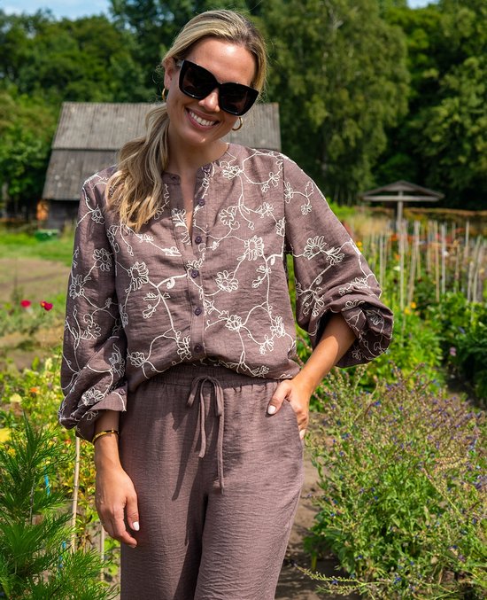 Je m'appelle Dames Blouse - Bruin - Maat XL