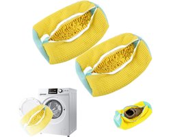 Waszak voor schoenen, wasmachine, herbruikbare netzak voor wasmachineschoenen, schoenreinigingszak, voor alle soorten schoenen (2-pack, geel)