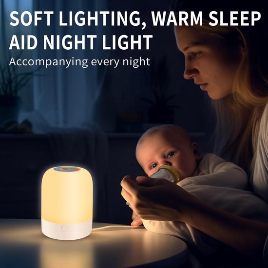 Nachtlampje-Nachtlampje Kinderen-draagbare-dimbaar nachtlampje-volwassenen-baby -tafellamp-slaapkamer-kleurveranderende LED-13 kleuren - peuters-nachtlampje -wit van Tiffko — afbeelding 3
