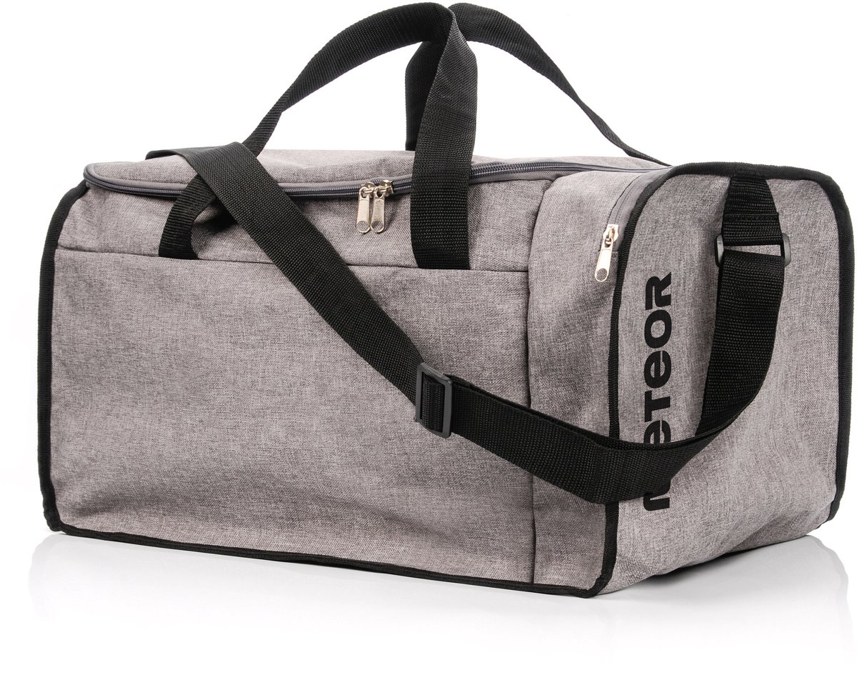 Meteor Widar - Fitness tas - Sportuitrusting - Ideaal voor sportschool en training - Grijs Gemêleerd / Zwart