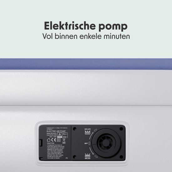 LifeGoods Luchtbed - 2 Persoons - met Ingebouwde Pomp - Incl. Draagtas en Reparatiekit - Wit/Blauw van LifeGoods — afbeelding 3