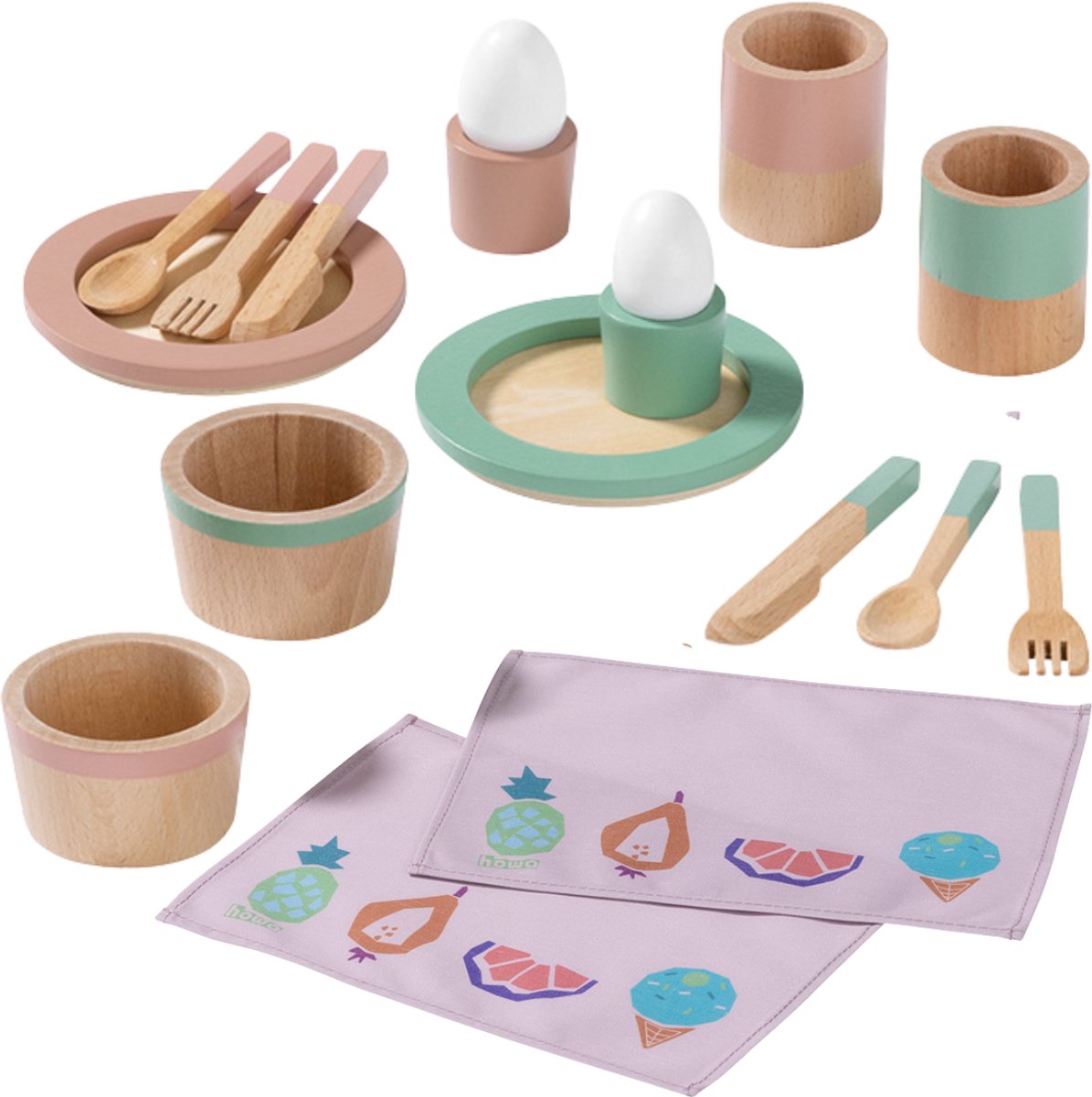 howa Houten Speelgoed Gerechten voor Kinderen Kinderservies 18-delig Kinderkeuken Accessoires 4897