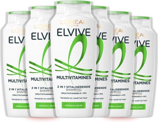 Elvive Shampoo Multivitamine 2 in 1 -  Voordeelverpakking 6 x 250 ml