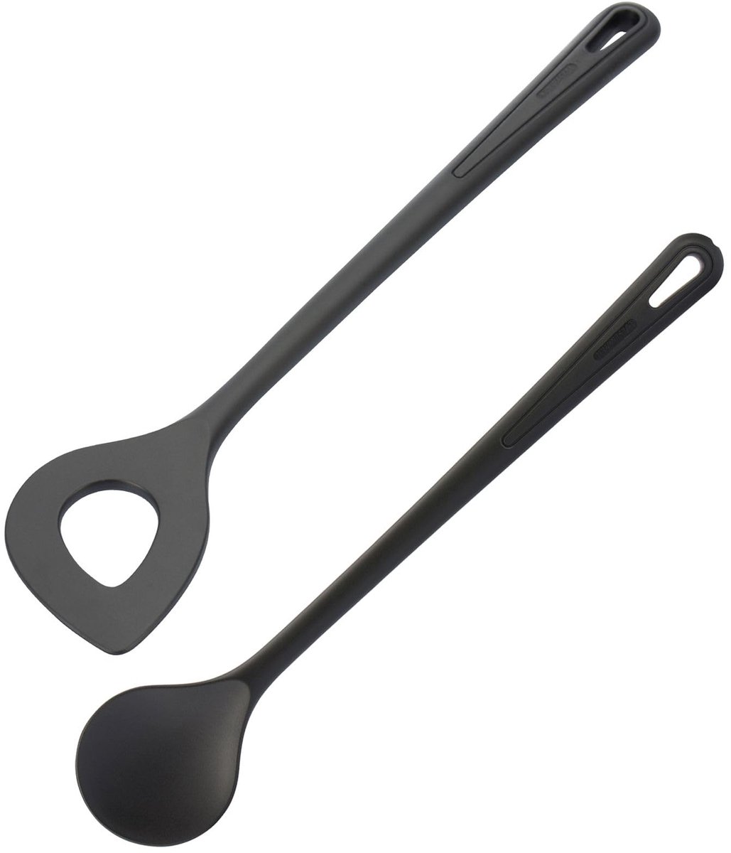 Westmark 2-delige set roerlepels + punt-/risottolepels – ideaal voor het roeren van eten in een pan of pot – zwart, 288422E6