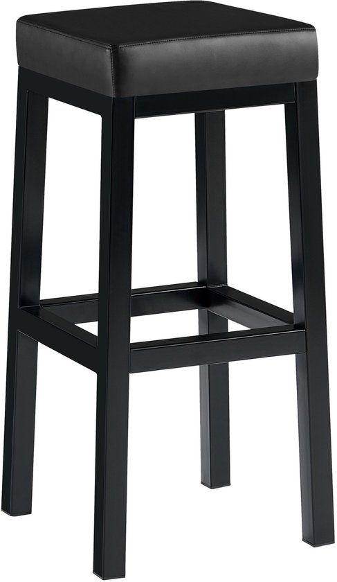 Metalen barkruk industrieel metaal - met houten zitting - 77 cm