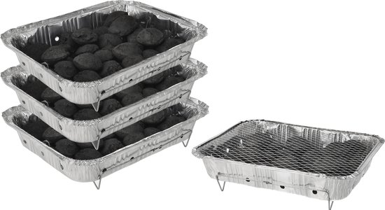 Wegwerp Barbecue met Houtskool – 3 Stuks – Instant BBQ voor Camping, Balkon of Picknick – Inclusief Rooster – Barbecue Accessoires – BBQ Kopen