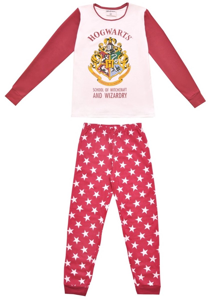 Harry Potter Kinderpyjama – Hogwarts – Bordeaurood – 100% Katoen