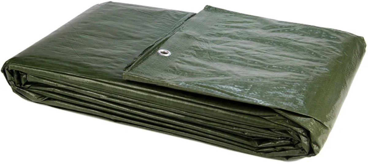 Afdekzeil 6x12 groen 170gr PE - Bouwzeil met zeilringen iedere 50cm