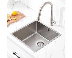 Auralum max Spoelbak 44x44CM - Spoelbak Keuken RVS - Spoelbakken Keuken - Wasbak Keuken