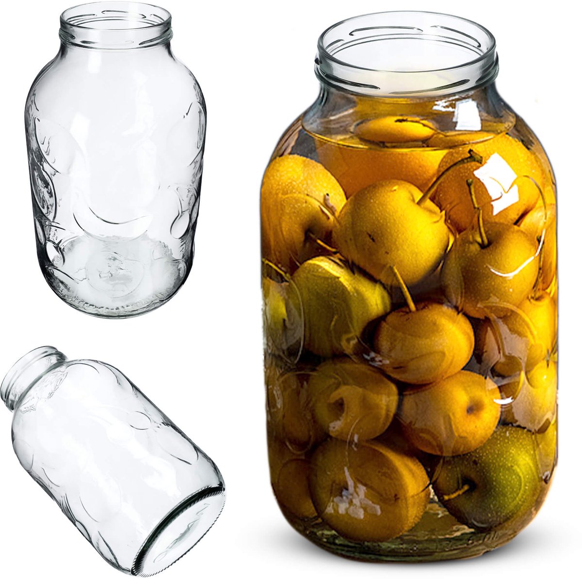 KADAX Weckpotten, 5 liter, inmaakpotten voor schroefdeksel, jampot, voorraadpot, conservenglas, ronde potten (zonder deksel, 1 stuk)