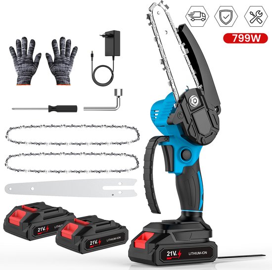 21V 6-inch Mini ChainSaw Krachtige draadloze oplaadbare draagbare kleine elektrische zaag 7500mAh batterij snoeien tuinredschap