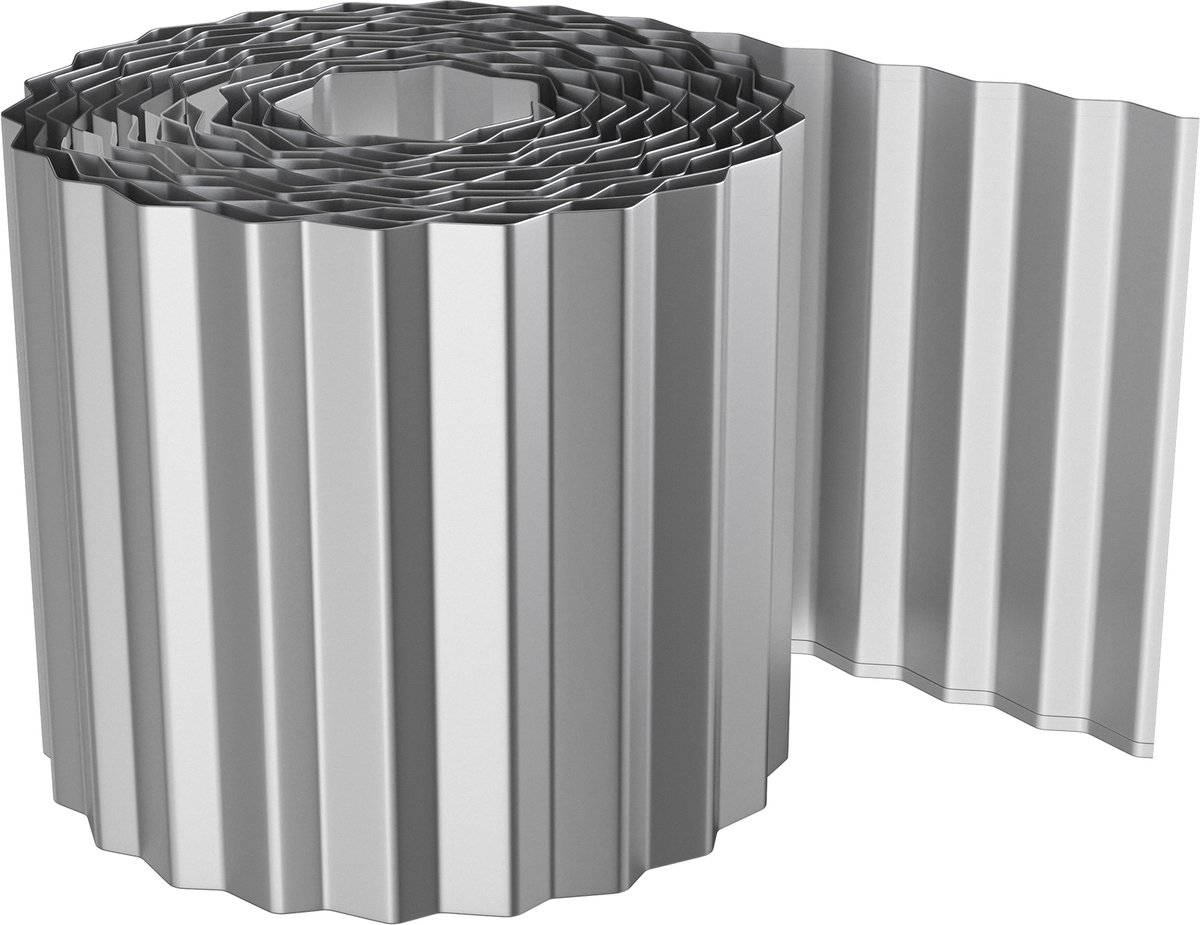 Aufun metalen gazonrand – verzinkt – 5 meter – hoogte 18 cm – zilver – voor bloembed en gazon – flexibel