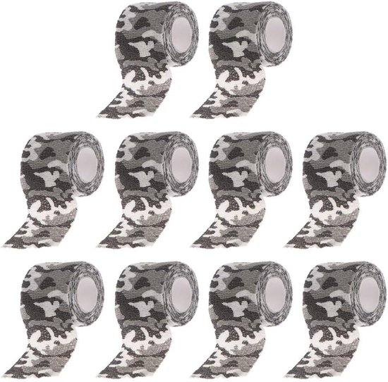 Foto: 10 rolls zelfklevende camouflage bandage buiten camouflage bandage elastische stealth camouflage tape camo wrap tape camouflage tapes zwart wit 4 5mx5cm