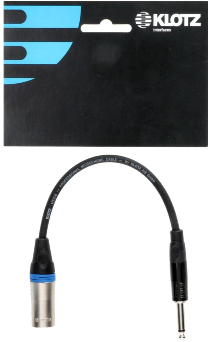 Klotz XLR-MPU6.3 XLR-naar-6,3 mm TS adapterkabel 0.2 meter