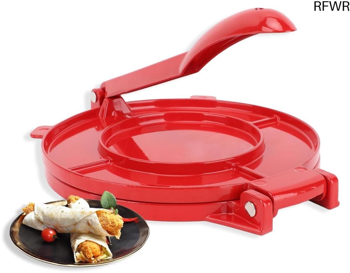 RFWR® 9 Inch Tortilla Pers voor Tortilla's en Pannenkoeken - Heavy Duty Aluminium Meel Pers met Opvouwbare Handgreep