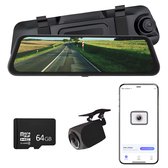 Bol.com Journeyz Dual Dashcam - Dashcam voor auto voor en achter - Op Achterspiegel - Touchscreen - WiFi & App - Incl. 64GB SD-k... aanbieding