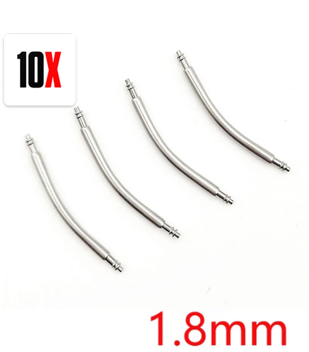 Actie4you® - Gebogen Springbar - Horloge Pin Krom - Gebogen Horloge Pin - Horlogeband Pinnen - 10 Stuks - 1.8MM DIKTE - 18MM